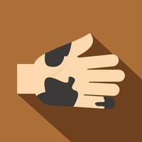 mano con icono de manchas sucias, estilo plano vector