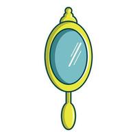 Gold mirror icon, cartoon style vector