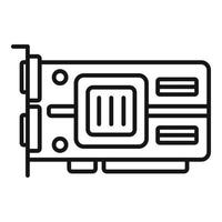 vector de contorno de icono de tarjeta de video cpu. gpu de la computadora