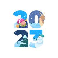 illustration text 2023 in winter time vector