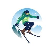 illustration of a man skiing and performing in the air vector