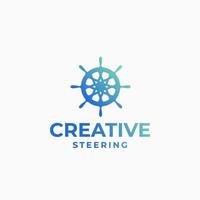 Creative steering logo, wheel logo, marine design, boat logo, yacht design, direction logo concept vector