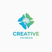 Creative thinker logo, brain logo, smart design, futuristic brain, brain creativity design vector