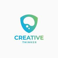 Creative thinker logo, brain logo, smart design, futuristic brain, brain creativity design vector