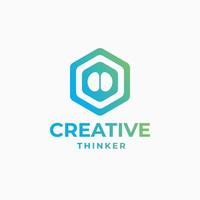 Creative thinker logo, brain logo, smart design, futuristic brain, brain creativity design vector