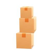 3d vector realistic render stack of cardboard paper brown parcel box packages icon design