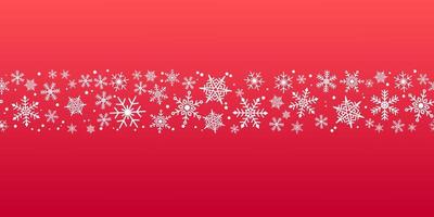 Christmas winter holiday event seamless snowflake border pattern red background for greeting card, layout, cover web design vector