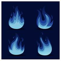 Blue flame. Fire animation sprites. Animation for game or cartoon. Vector illustration