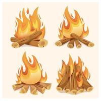 Vector cartoon style illustration of bonfire. Icon for web. Isolated on white background.