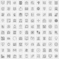 Pack of 100 Universal Line Icons for Mobile and Web vector