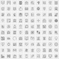 paquete de 100 iconos de líneas universales para móviles y web vector