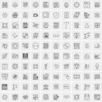 paquete de 100 iconos de líneas universales para móviles y web vector