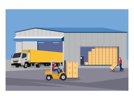 Courier service warehouse cargo illustration vector