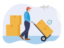 International shipping service parcel illustration vector