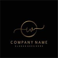Initial IV handwriting logo with circle hand drawn vector
