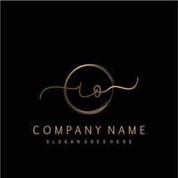 Initial IO handwriting logo with circle hand drawn vector