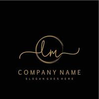 Initial LM handwriting logo with circle hand drawn vector