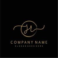 Initial JR handwriting logo with circle hand drawn vector