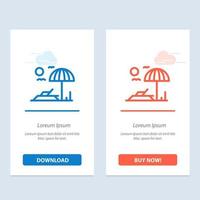 Beach Sunbed Vacation  Blue and Red Download and Buy Now web Widget Card Template vector