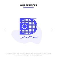 Our Services Data Science Data Science Mining Solid Glyph Icon Web card Template vector