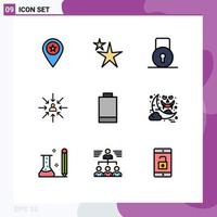 Stock Vector Icon Pack of 9 Line Signs and Symbols for battery focus key choose candidate Editable Vector Design Elements