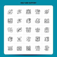 OutLine 25 Help And Support Icon set Vector Line Style Design Black Icons Set Linear pictogram pack Web and Mobile Business ideas design Vector Illustration