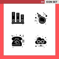 4 Icon Pack Solid Style Glyph Symbols on White Background. Simple Signs for general designing. vector