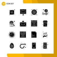 16 Icon Set. Solid Style Icon Pack. Glyph Symbols isolated on White Backgound for Responsive Website Designing. vector