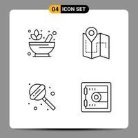 4 Black Icon Pack Outline Symbols Signs for Responsive designs on white background. 4 Icons Set. vector