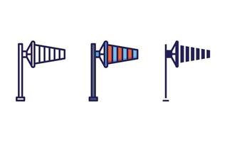 línea de bandera de viento e icono de glifo, ilustración vectorial vector