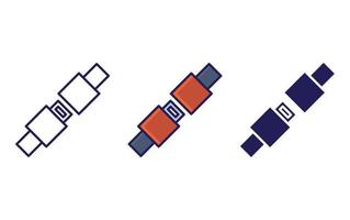 Seat belt line and glyph icon, vector illustration