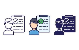 Man, Immigration check, Document line and glyph icon, vector illustration