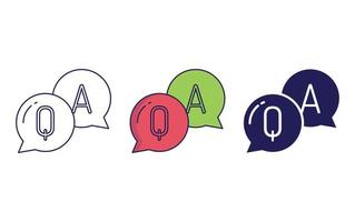 Q and A line and glyph icon, vector illustration