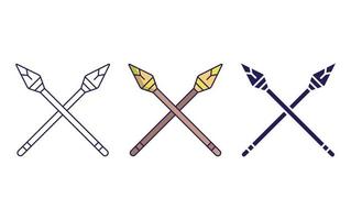 Spear line and glyph icon, vector illustration