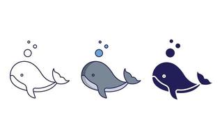 línea de ballena e icono de glifo, ilustración vectorial vector