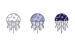 línea de medusas e icono de glifo, ilustración vectorial vector
