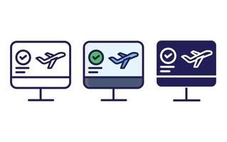 Flight website, Online line and glyph icon, vector illustration