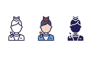 Air hostess line and glyph icon, vector illustration