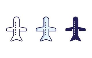 Airplane, Flight line and glyph icon, vector illustration