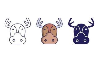 Moose line and glyph icon, vector illustration