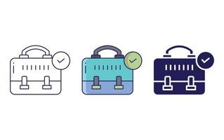 Briefcase, office bag line and glyph icon, vector illustration