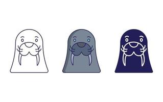 Walrus line and glyph icon, vector illustration