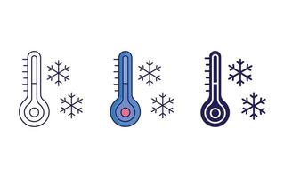 Cold temperature line and glyph icon, vector illustration