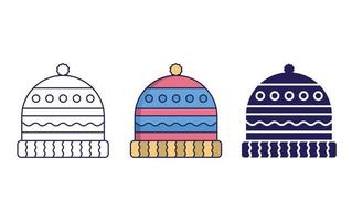 Beanie line and glyph icon, vector illustration