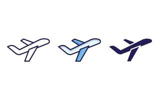 Airplane, Flight line and glyph icon, vector illustration