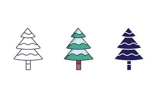 árbol de navidad, línea, y, glyph, icono, vector, ilustración vector