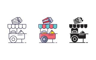 Popcorn stall line and glyph icon, vector illustration