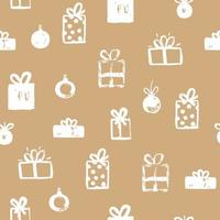 Gift boxes and Christmas ball seamless pattern. Festive design for print, wrapping paper and posters vector