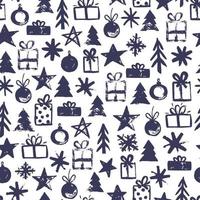 Seamless pattern with hand drawn Christmas elements vector