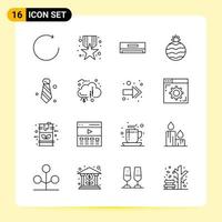 16 Creative Icons for Modern website design and responsive mobile apps. 16 Outline Symbols Signs on White Background. 16 Icon Pack. vector
